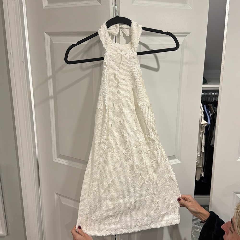 White halter backless sequin dress!